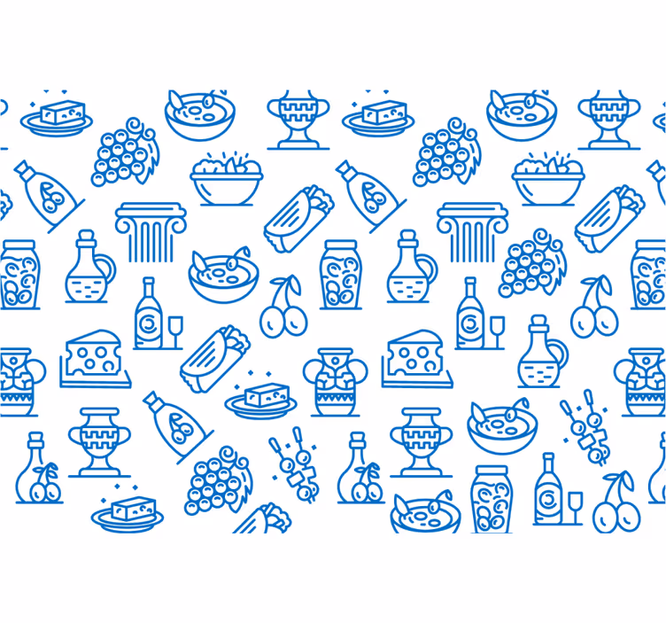 Rulou geam albastru icoane alimentare grecești - TenStickers