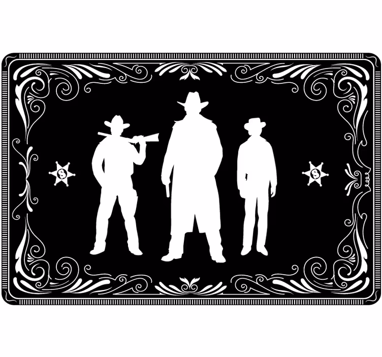 Rulou geam negru cu model de cowboy și cai - TenStickers