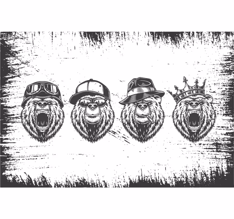 Rulou geam gri cu urs în stil logo vintage - TenStickers