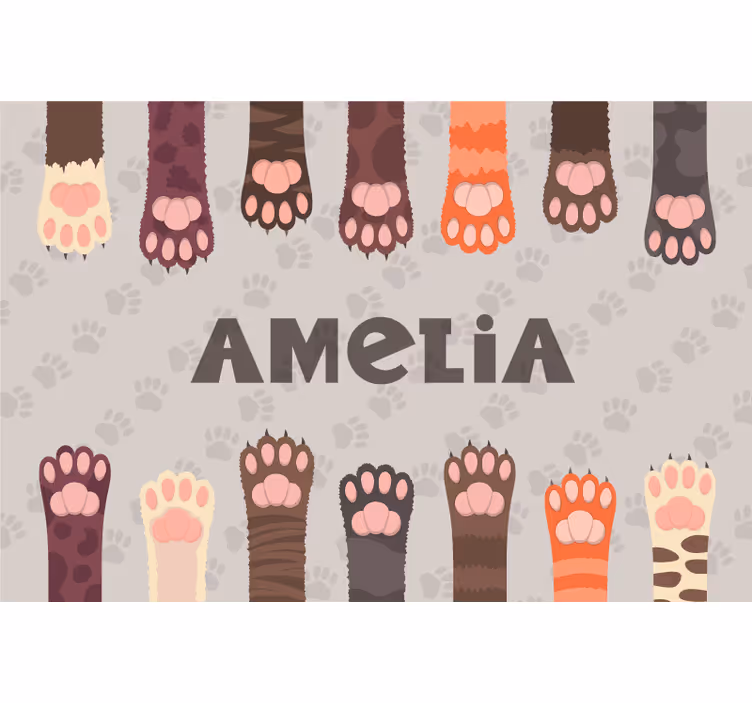 Rulou geam bej set cu labuțe de pisici colorate - TenStickers