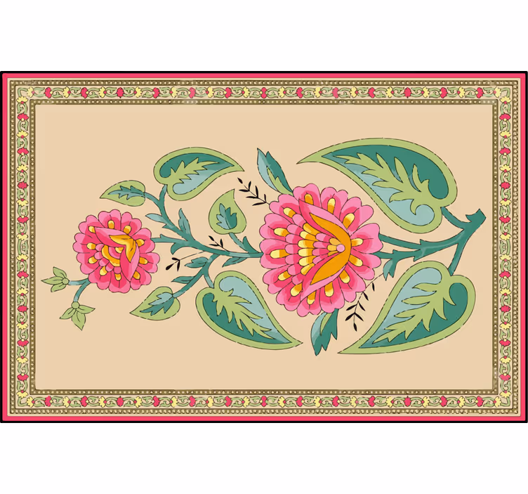 Rulou geam bej cu flori mughal indiene - TenStickers