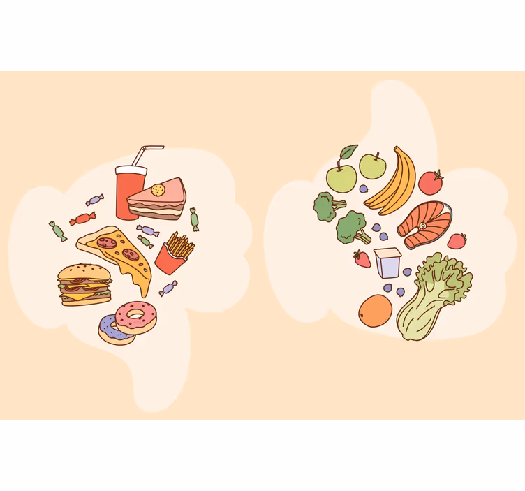 Rulou geam bej cu grafică în formă de alimente dietetice - TenStickers
