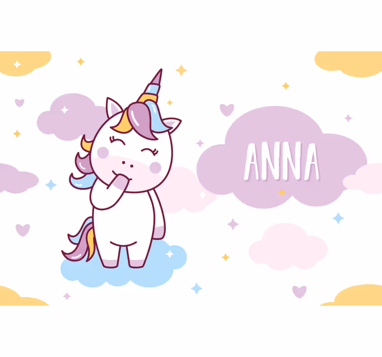 Rulou geam negru pentru copii cu unicorni personalizabili - TenStickers