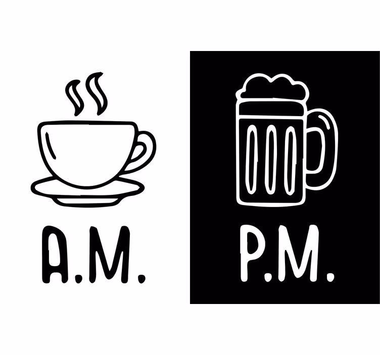Rulou geam negru cafea și bere de dimineață și seară - TenStickers