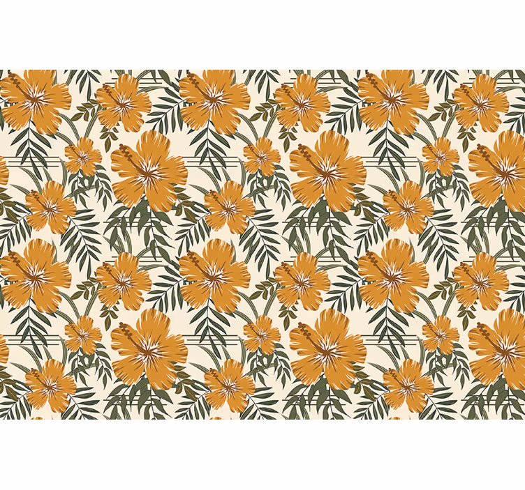 Rulou geam portocaliu flori tropicale galbene - TenStickers