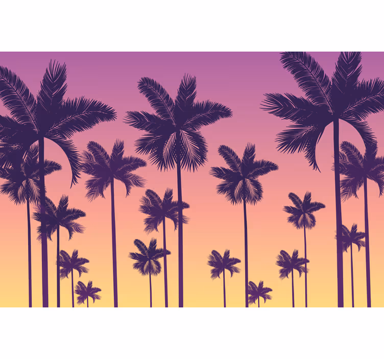 Rulou geam violet palmele apusului - TenStickers