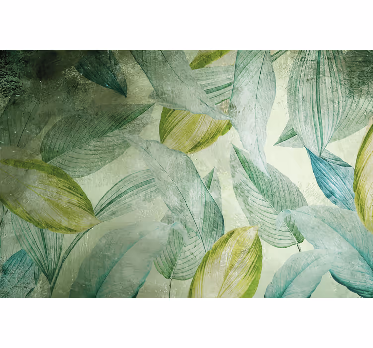 Rulou geam exterior model mixt cu frunze verzi tropicale - TenStickers