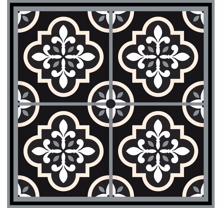 Rulou geam birou model floral alb-negru - TenStickers
