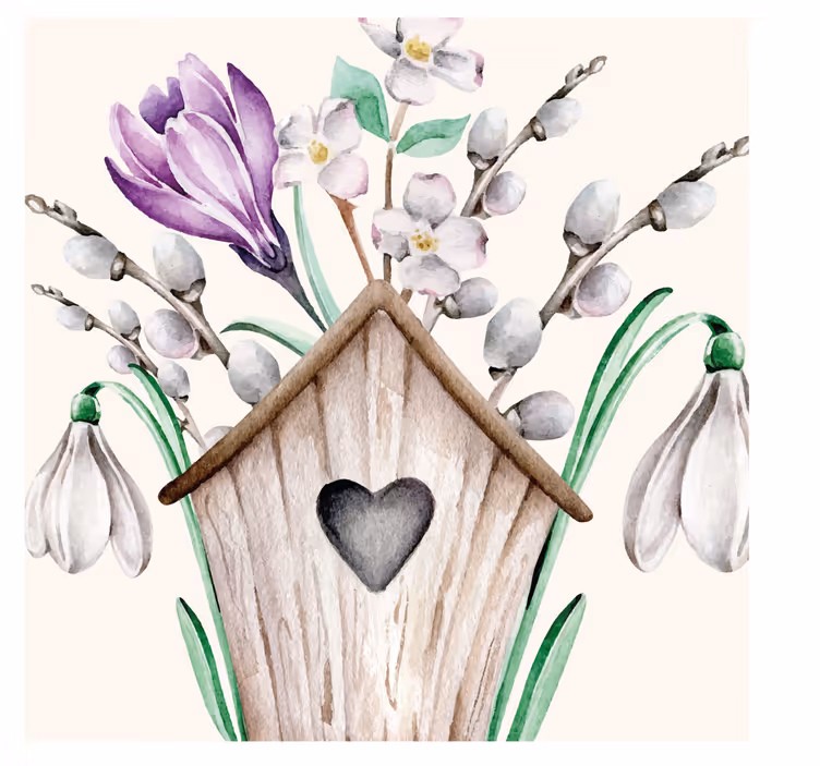 Rulou geam salon design elegant cu flori de ghiocei - TenStickers
