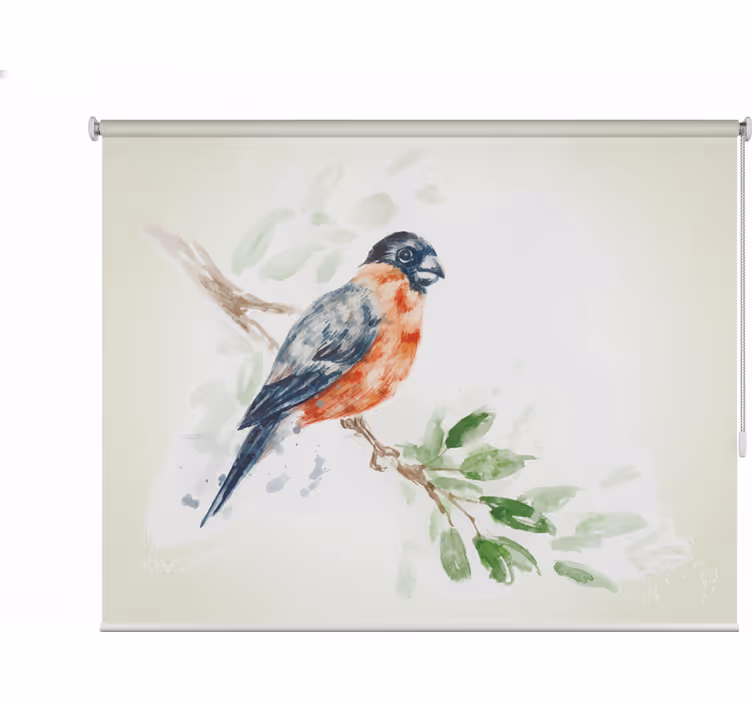 Rulou geam salon tablou pastel cu pasăre pe ramură - TenStickers