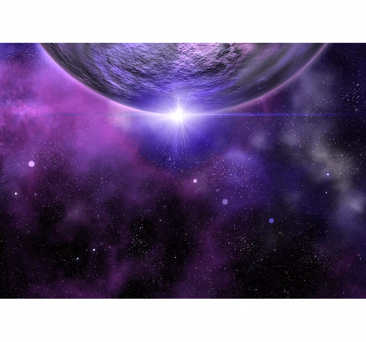Rulou geam cameră spațiu purpuriu cu planetă - TenStickers