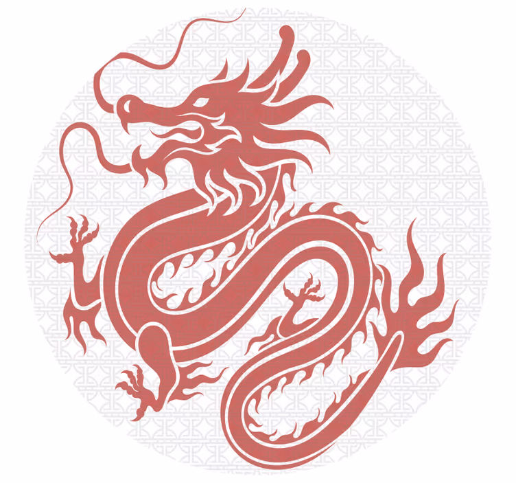 Rulou geam cameră dragoni tibetani pe fundal alb - TenStickers