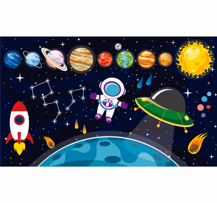 Rulou geam pentru copii spațiu colorat cu desene animate - TenStickers