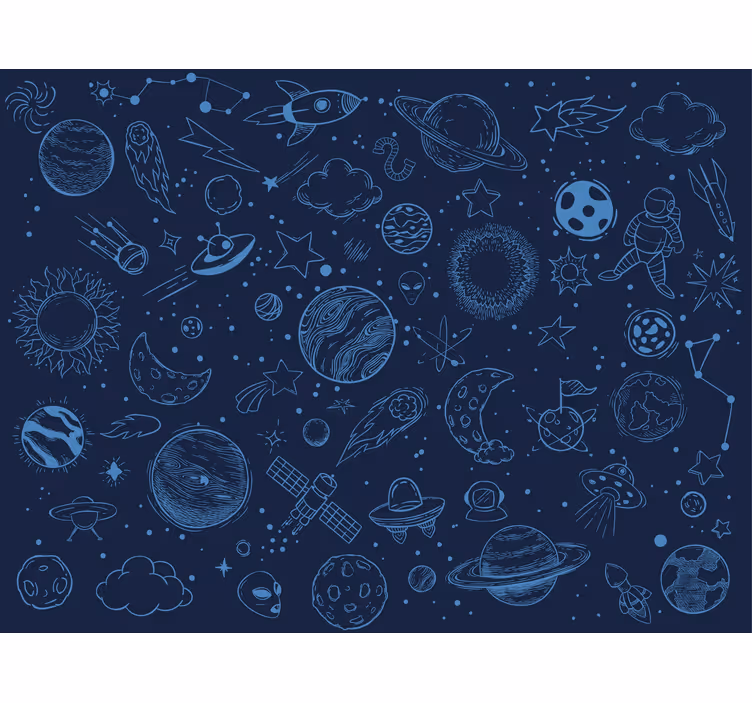 Rulou geam pentru copii cu multe simboluri spațiale - TenStickers