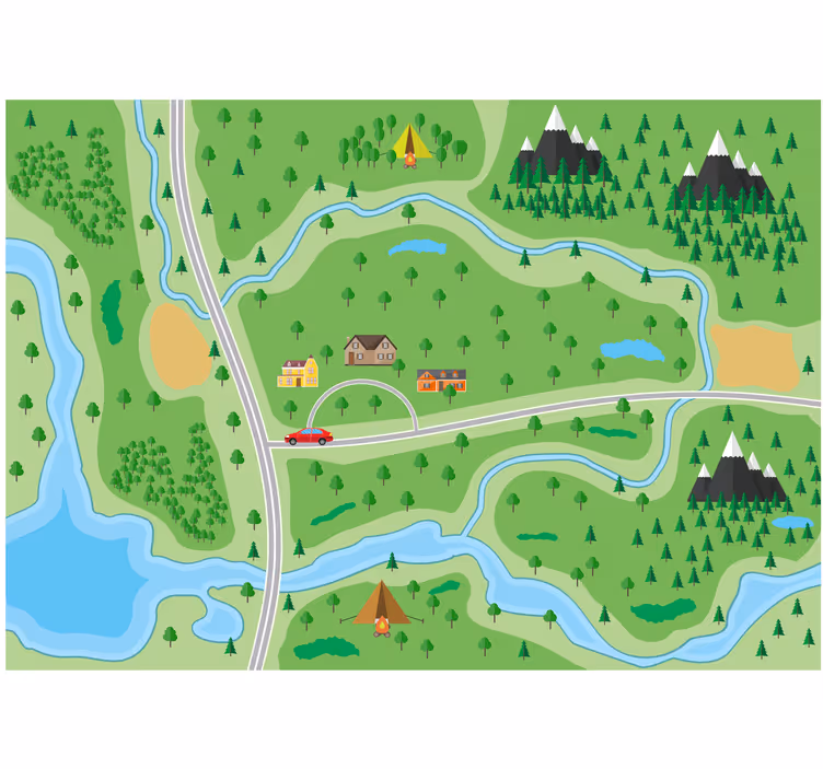Rulou geam pentru copii hartă rutieră montană - TenStickers