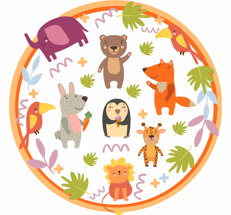 Rulou geam pentru copii cu animale de zoo haioase - TenStickers