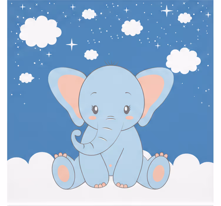 Rulou geam pentru copii elefant albastru drăguț - TenStickers