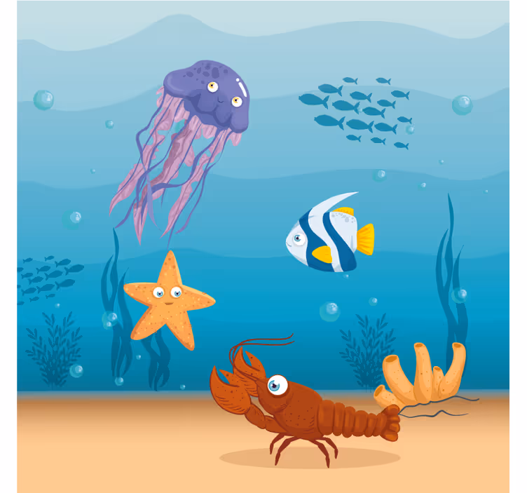 Rulou geam pentru copii desen animat viața marină - TenStickers