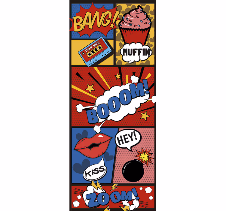 Rulou geam tineret ușă comic pop art - TenStickers