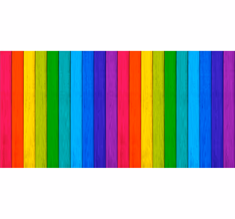 Rulou geam tineret fundal lemn curcubeu realist - TenStickers