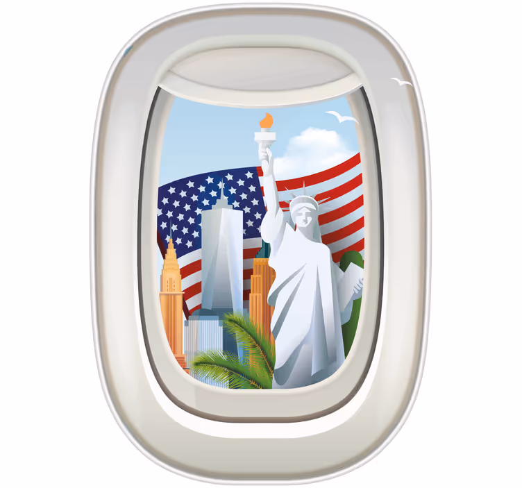 Rulou geam tineret america prin fereastră de avion - TenStickers