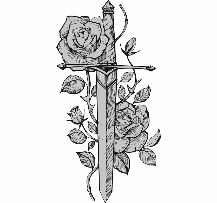 Rulou geam tineret sabie florală - TenStickers