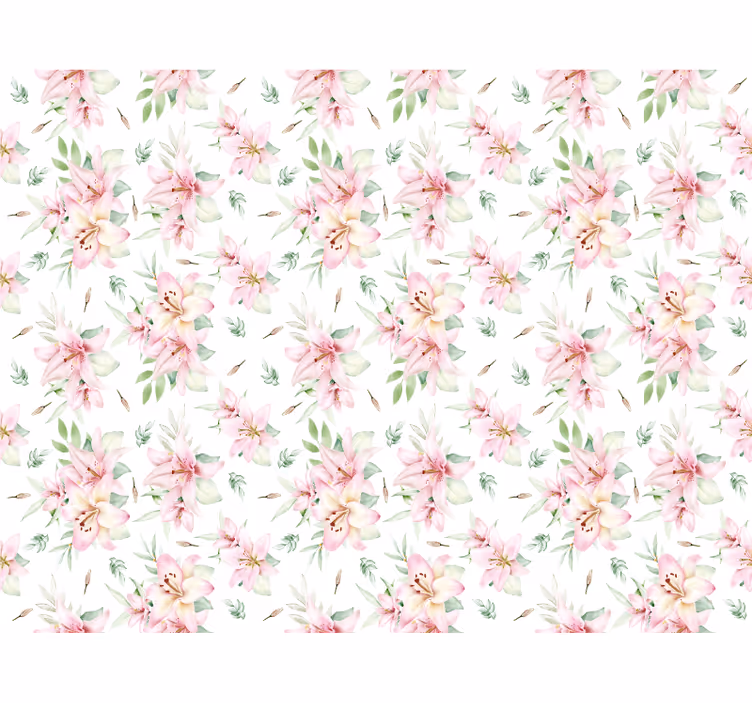 Rulou geam alb design floral crini roz acvarel - TenStickers