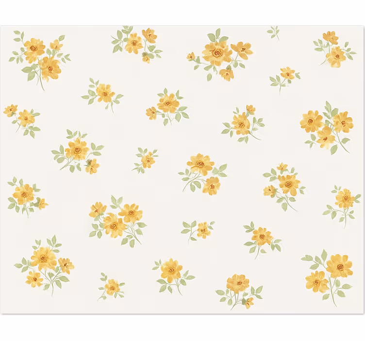 Rulou geam alb cu flori delicate din chintz - TenStickers