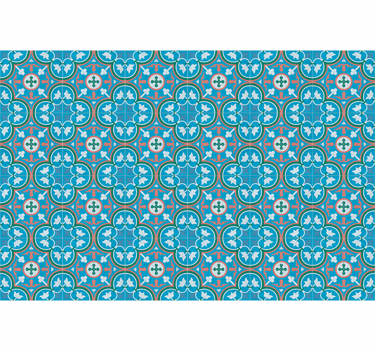 Rulou geam vintage plăci ceramice hidraulice albastre - TenStickers