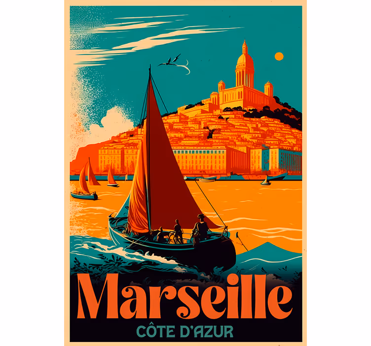 Rulou geam vintage marseille riviera - TenStickers