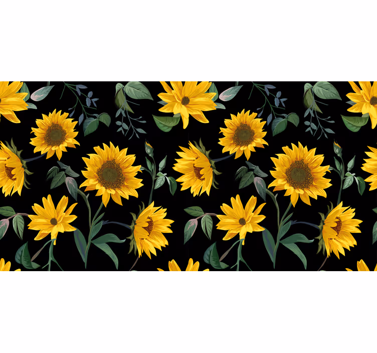 Rulou geam negru floarea-soarelui pe fundal negru - TenStickers