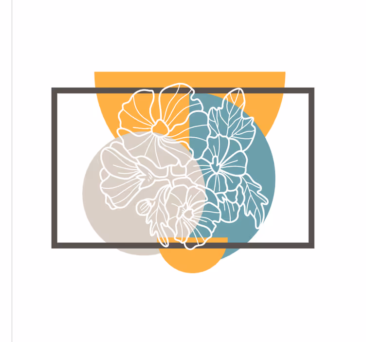 Rulou geam birou dreptunghi minimalist cu flori - TenStickers