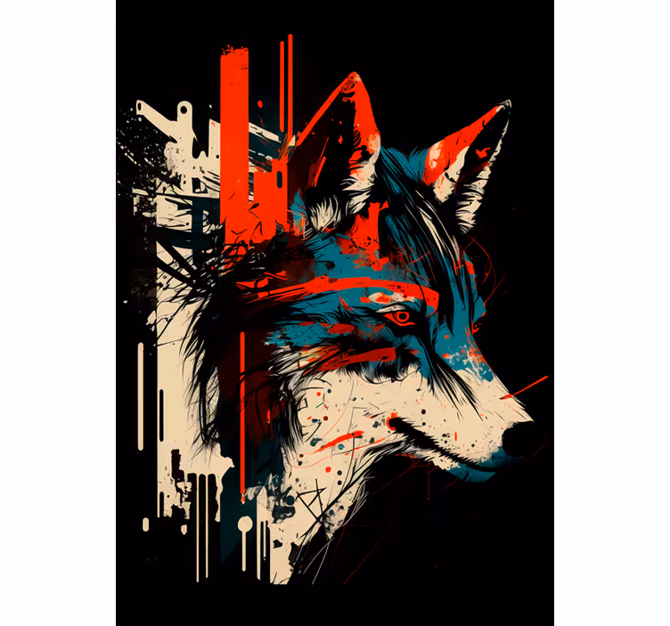 Rulou geam tineret lup abstract - TenStickers