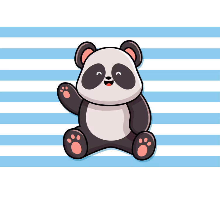 Rulou geam distracție panda fericit pe fundal dungat - TenStickers