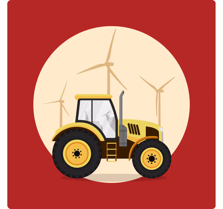 Rulou geam distracție tractor galben și roșu - TenStickers