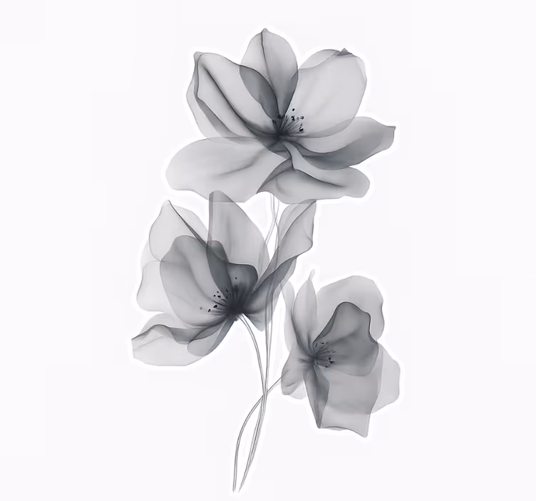 Rulou geam flori gri translucide - TenStickers