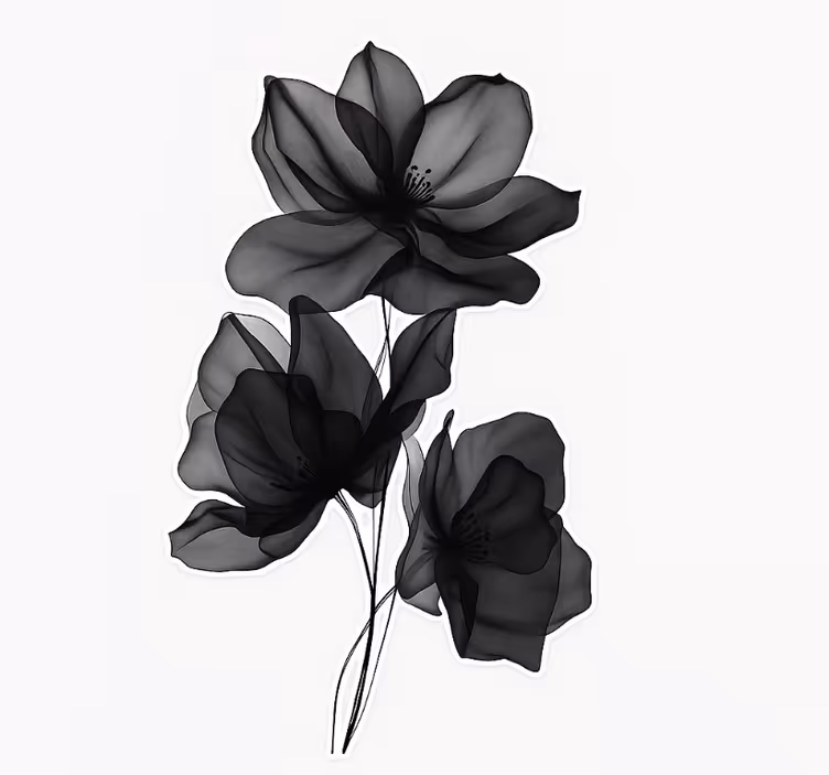 Rulou geam flori negre translucide - TenStickers