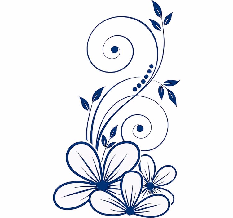Rulou geam flori vârtej floral albastru - TenStickers