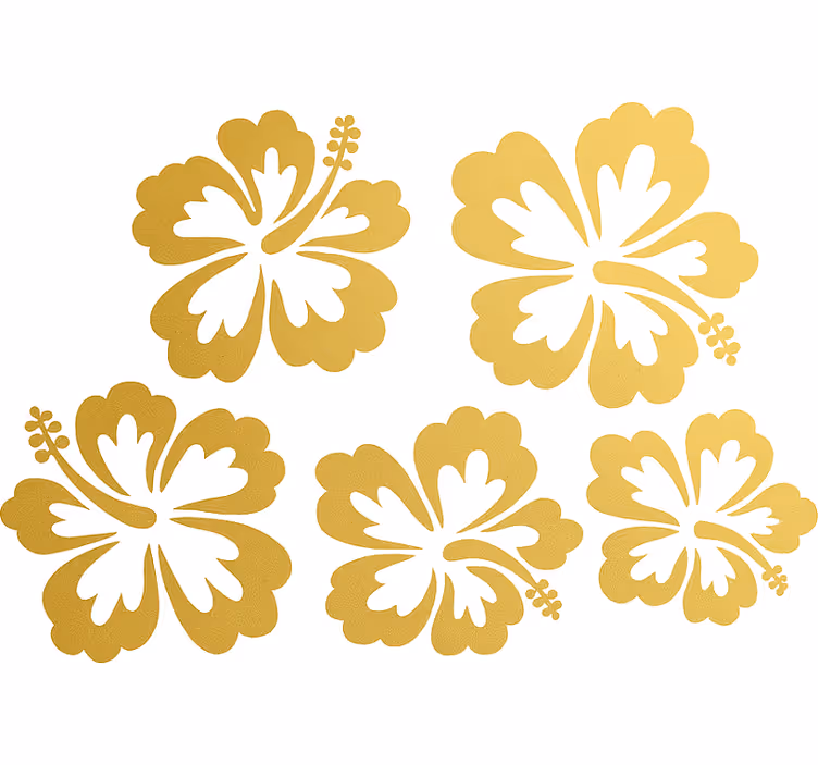 Rulou geam flori siluetă flori hibiscus aurii - TenStickers