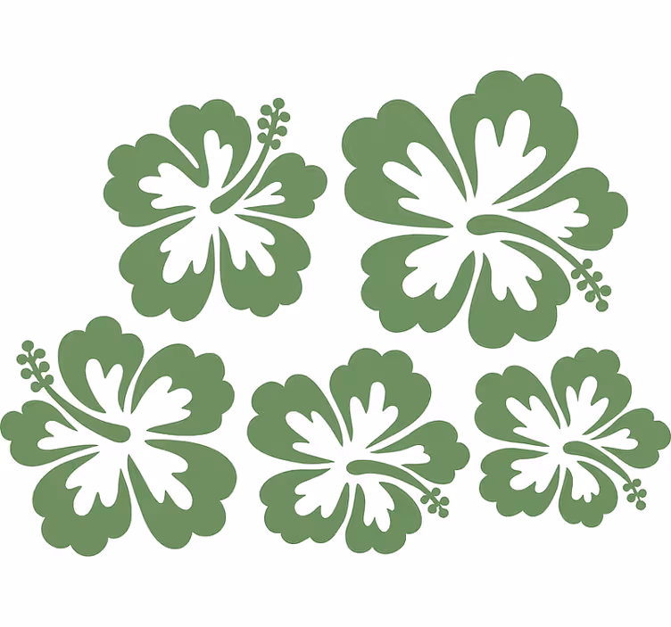 Rulou geam flori flori hibiscus verde salvie - TenStickers