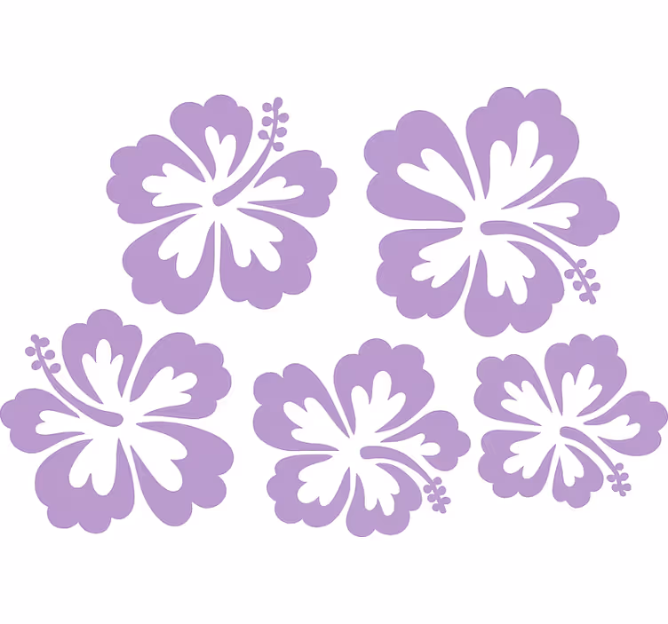 Rulou geam flori siluetă flori hibiscus lila - TenStickers