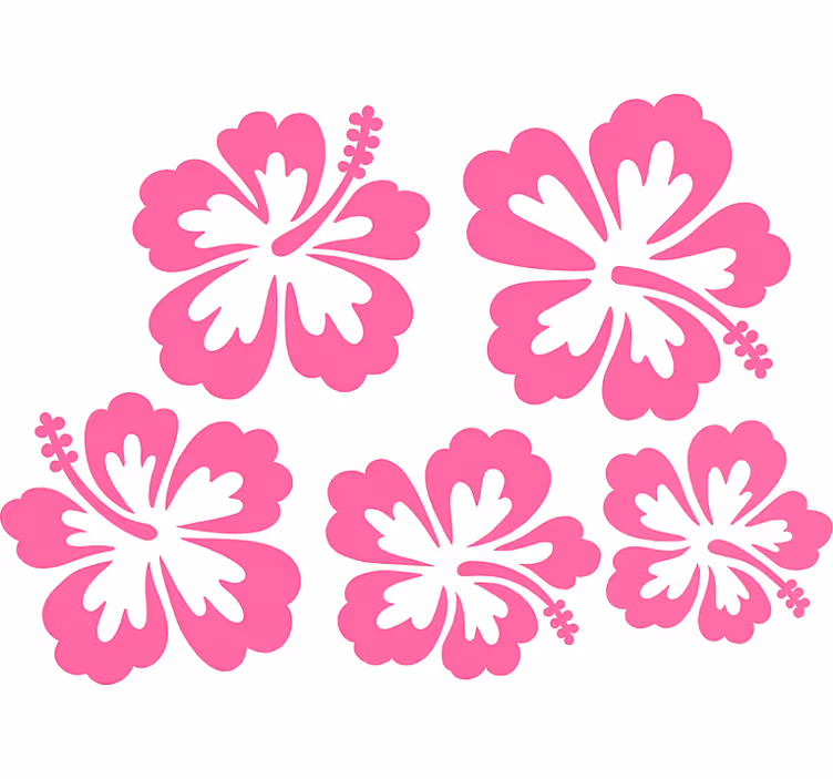Rulou geam flori siluete de hibiscus roz - TenStickers