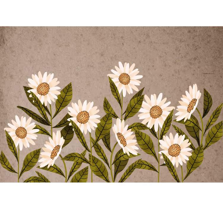 Rulou geam rustic cu margarete vintage - TenStickers