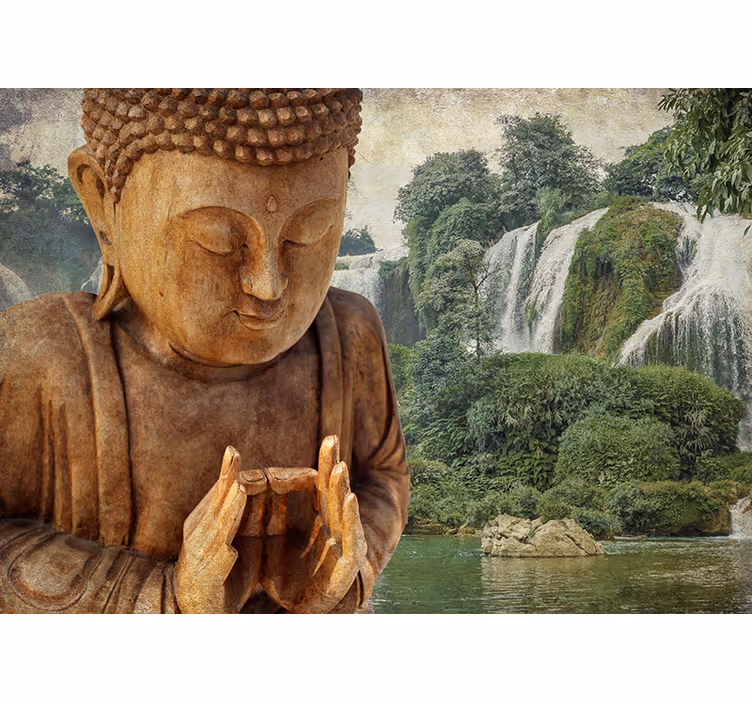 Rulou geam zen cascada budha serenă - TenStickers