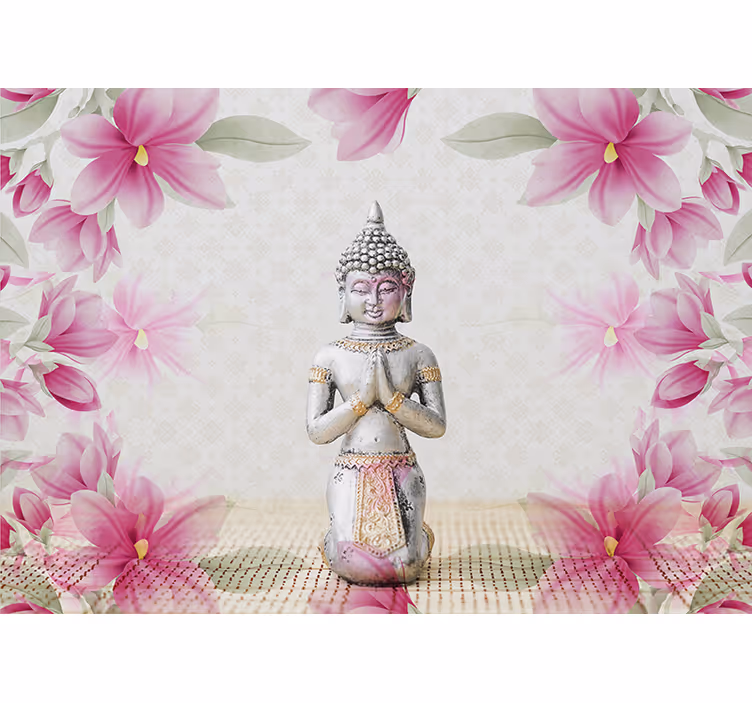 Rulou geam zen tapet buddha și magnolie - TenStickers