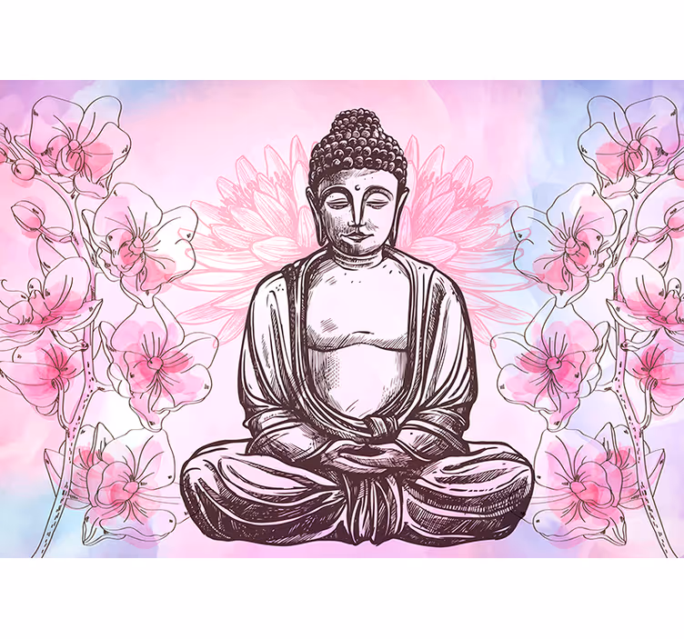 Rulou geam zen armonie florală buddha - TenStickers