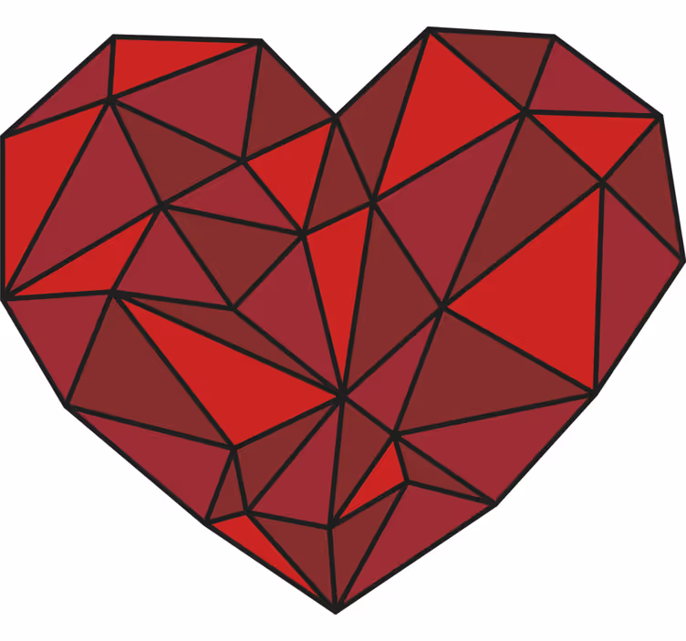 Rulou geam roșu inimă geometrică - TenStickers