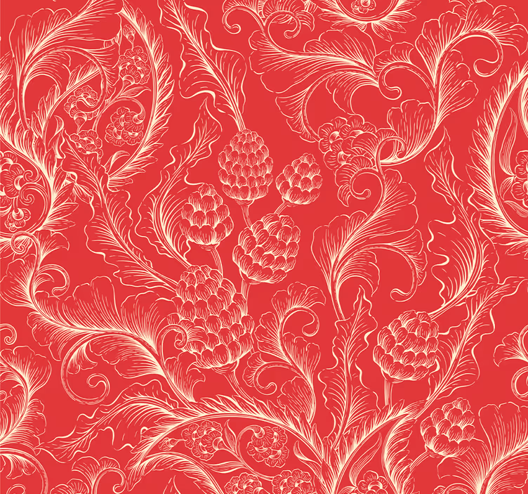 Rulou geam roșu ilustrație paisley - TenStickers