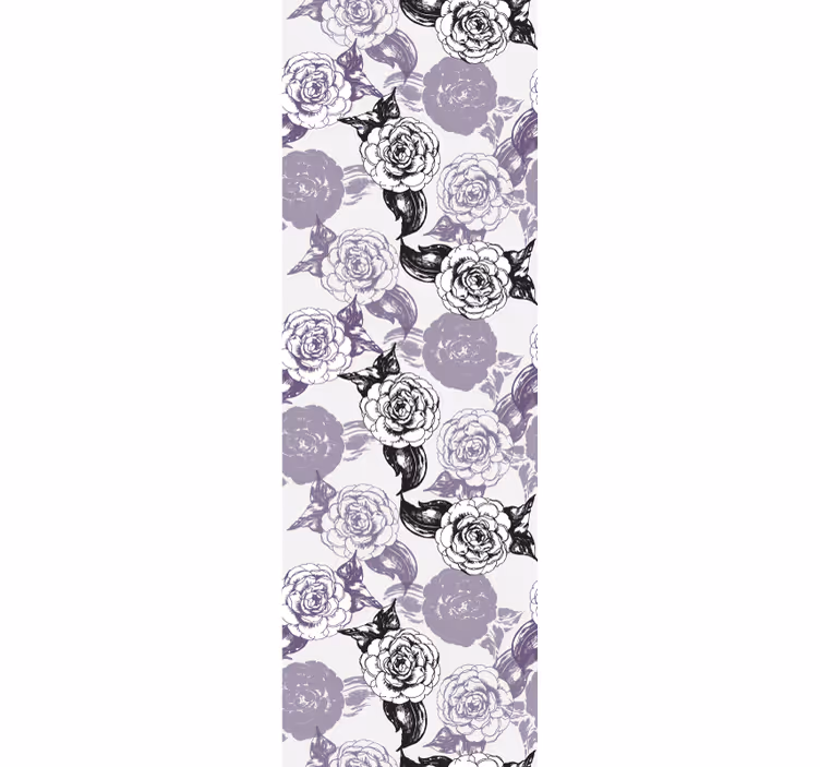 Rulou geam tineret cu model floral violet și negru - TenStickers