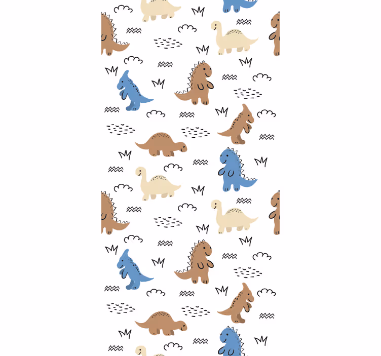 Rulou geam copil dinozauri fericiți albastre și maronii - TenStickers